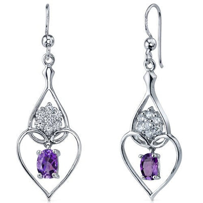 Amethyst Earrings Sterling Silver Oval Shape 1.5 Carats