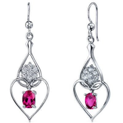 Oval Shape Ruby Earrings Sterling Silver 2 Carats