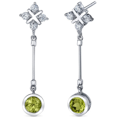 Peridot Earrings Sterling Silver Round Shape 2 Carats