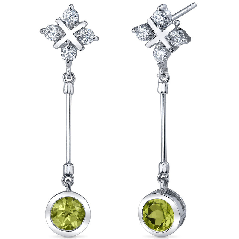 Peridot Earrings Sterling Silver Round Shape 2 Carats