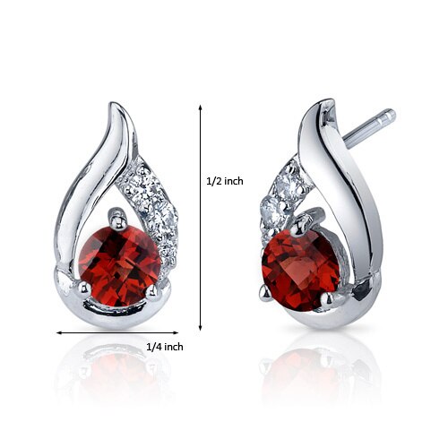 Garnet Earrings Sterling Silver Round Shape 1.5 Carats