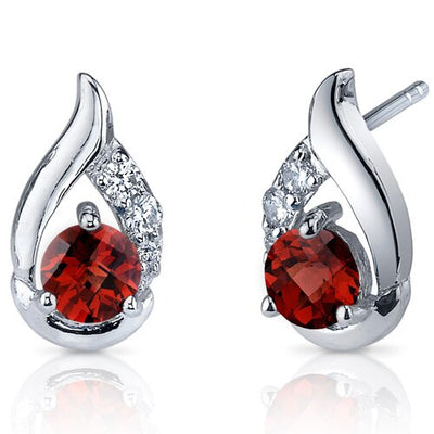 Garnet Earrings Sterling Silver Round Shape 1.5 Carats