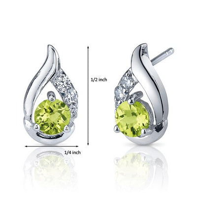 Peridot Earrings Sterling Silver Round Shape