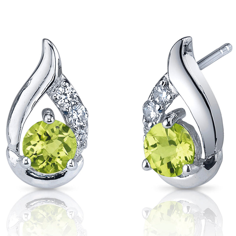 Peridot Earrings Sterling Silver Round Shape