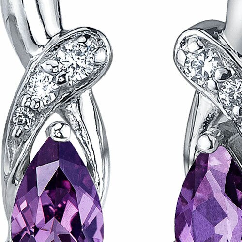 Alexandrite Earrings Sterling Silver Pear Shape 2 Carats