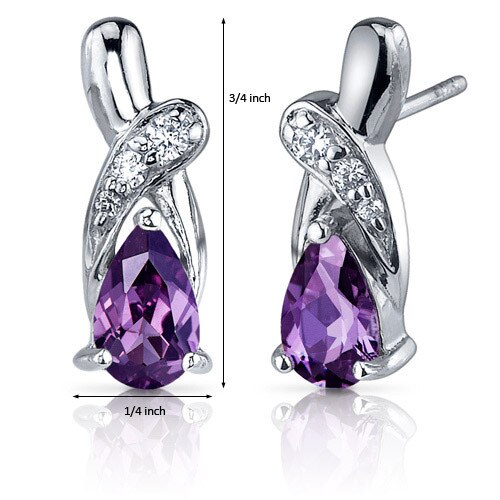 Alexandrite Earrings Sterling Silver Pear Shape 2 Carats