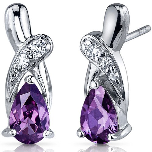 Alexandrite Earrings Sterling Silver Pear Shape 2 Carats