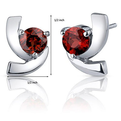 Garnet Earrings Sterling Silver Round Shape 2 Carats