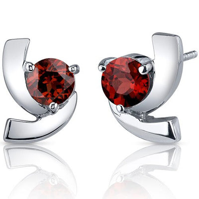 Garnet Earrings Sterling Silver Round Shape 2 Carats