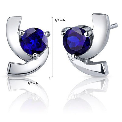 Blue Sapphire Earrings Sterling Silver Round Shape 2.5 Carats