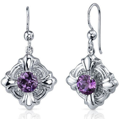 Alexandrite Earrings Sterling Silver Round Shape 2.5 Carats