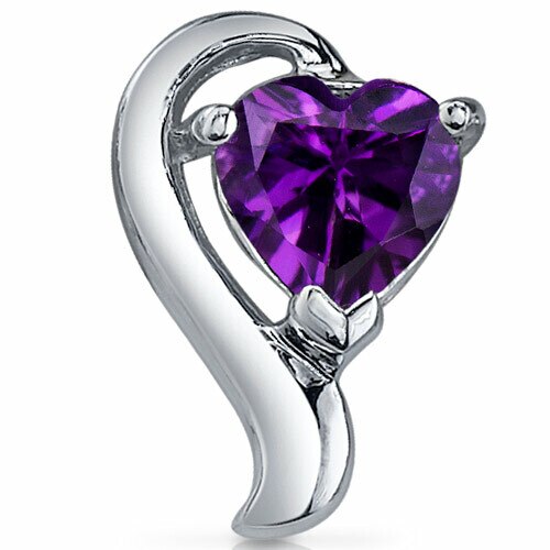 Amethyst Earrings Sterling Silver Heart Shape 1.5 Carats