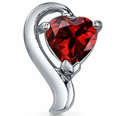 Garnet Earrings Sterling Silver Heart Shape 2 Carats SE7746