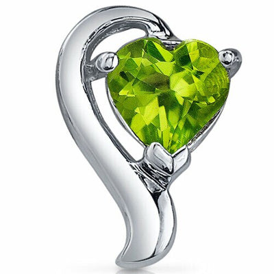 Peridot Earrings Sterling Silver Heart Shape 1.5 Carats