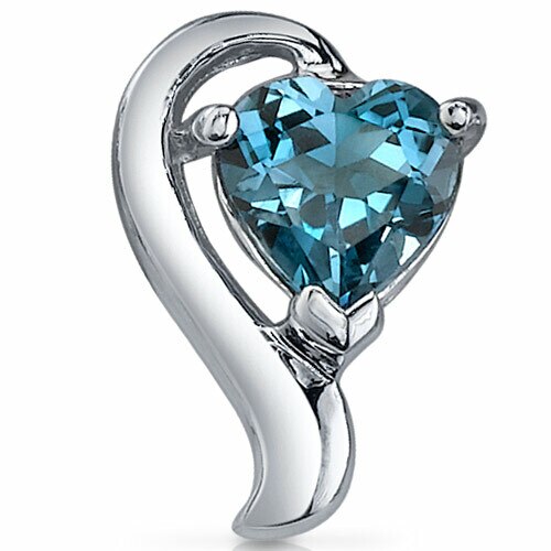 London Blue Topaz Earrings Sterling Silver Heart Shape 2 Carats