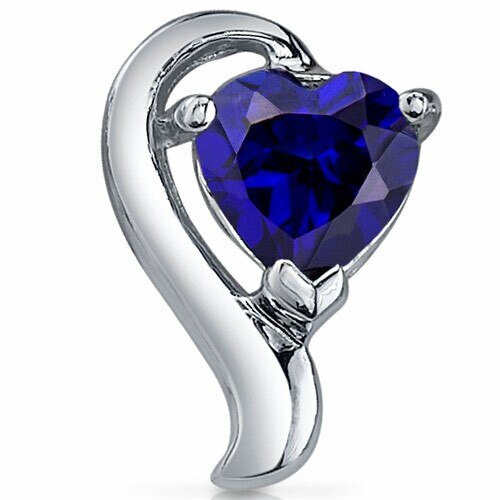 Blue Sapphire Earrings Sterling Silver Heart Shape 2 Carats