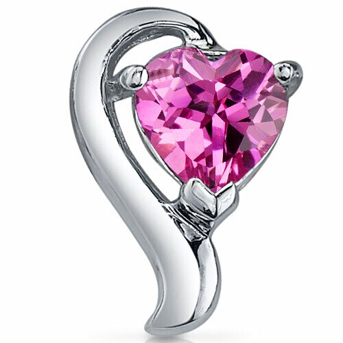 Pink Sapphire Earrings Sterling Silver Heart Shape 2 Carats