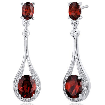 Garnet Earrings Sterling Silver Oval Shape 4 Carats