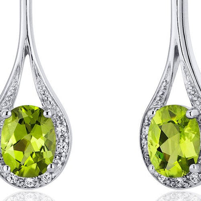 Peridot Earrings Sterling Silver Oval Shape 4 Carats