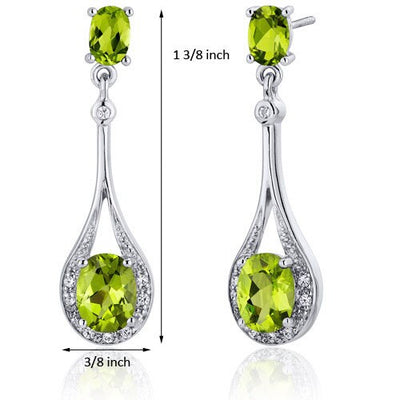 Peridot Earrings Sterling Silver Oval Shape 4 Carats