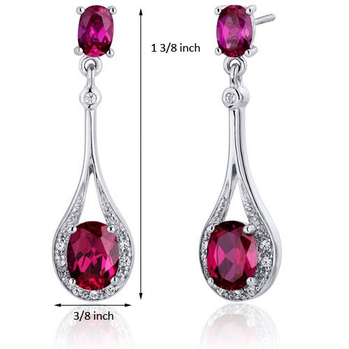 Ruby Earrings Sterling Silver Oval Shape 4.5 Carats