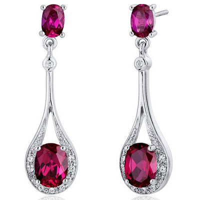 Ruby Earrings Sterling Silver Oval Shape 4.5 Carats