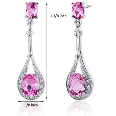 Pink Sapphire Earrings Sterling Silver Oval Shape 4.5 Carats