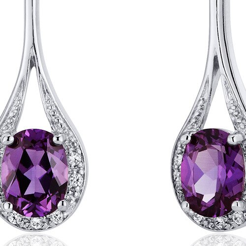 Alexandrite Earrings Sterling Silver Oval Shape 5 Carats