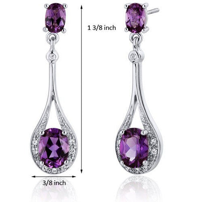 Alexandrite Earrings Sterling Silver Oval Shape 5 Carats