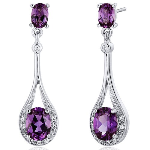 Alexandrite Earrings Sterling Silver Oval Shape 5 Carats