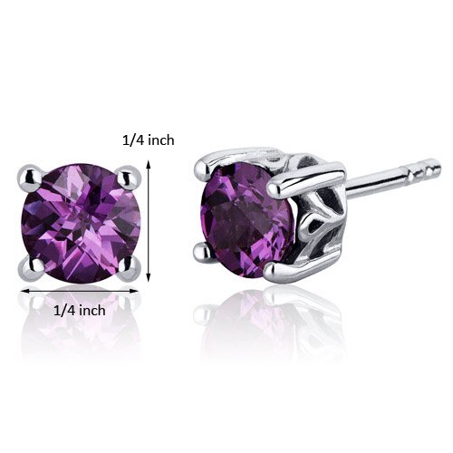 Alexandrite Stud Earrings Sterling Silver Round Shape 2.5 Cts