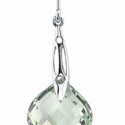 Green Amethyst Earrings Sterling Silver Onion Shape 11 Carats