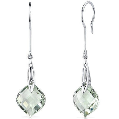 Green Amethyst Earrings Sterling Silver Onion Shape 11 Carats