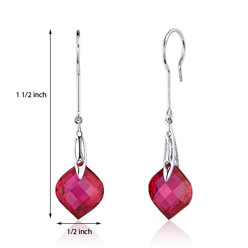 Ruby Earrings Sterling Silver Onion Shape 19 Carats