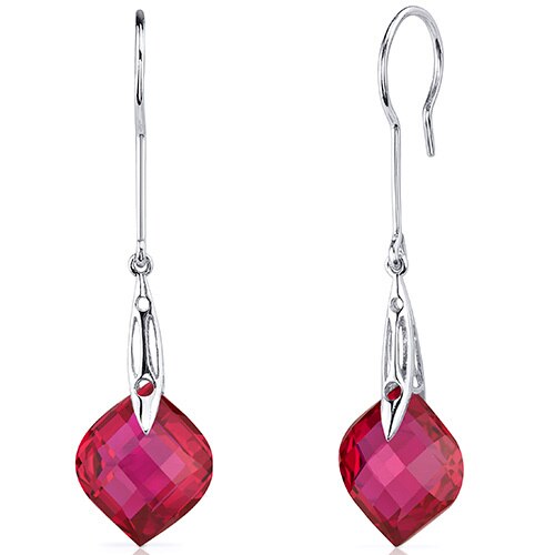 Ruby Earrings Sterling Silver Onion Shape 19 Carats