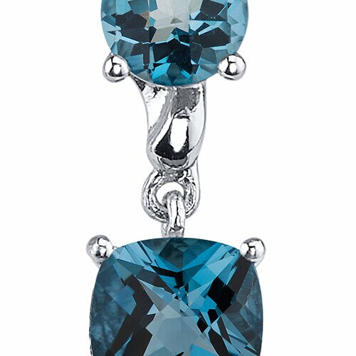 London Blue Topaz Earrings Sterling Silver Cushion Cut 3.25 Cts