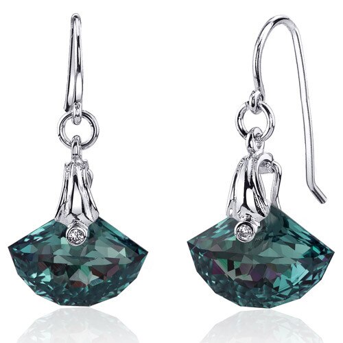 Alexandrite Earrings Sterling Silver Shell Cut 12 Carats