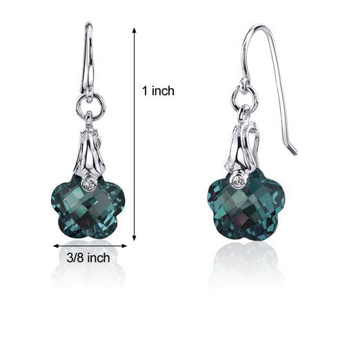 Alexandrite Earrings Sterling Silver Flower Shape 10 Carats SE8172