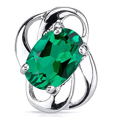 Emerald Earrings Sterling Silver Oval Shape 1.5 Carats