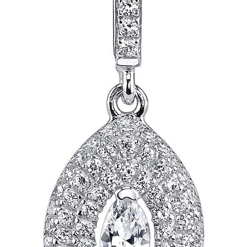 Cubic Zirconia Earrings Sterling Silver Marquise Shape 1 Carats