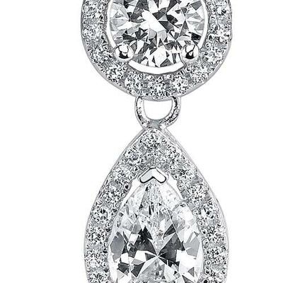 Cubic Zirconia Earrings Sterling Silver Round Shape 0.5 Carats