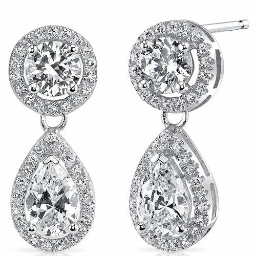 Cubic Zirconia Earrings Sterling Silver Round Shape 0.5 Carats