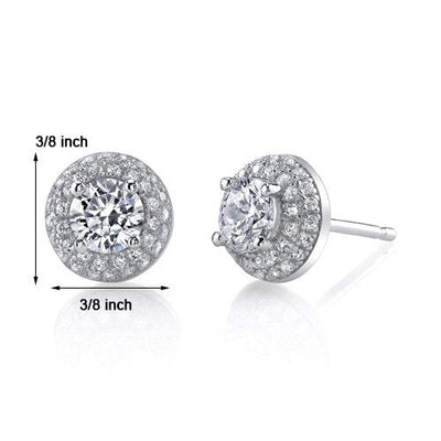 Cubic Zirconia Earrings Sterling Silver Round Shape 5 Carats SE8298