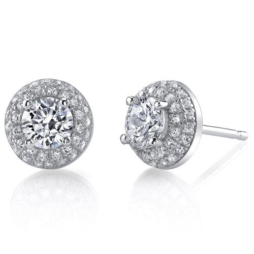 Cubic Zirconia Earrings Sterling Silver Round Shape 5 Carats SE8298