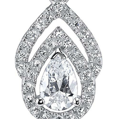 Cubic Zirconia Earrings Sterling Silver Pear Shape 1 Carats