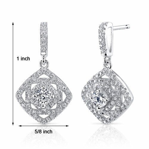 Cubic Zirconia Earrings Sterling Silver Round Shape 0.25 Carats