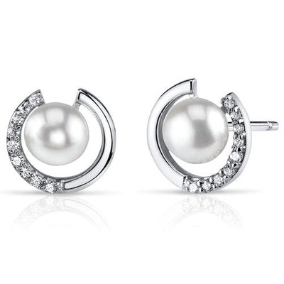 Freshwater Pearl Earrings Sterling Silver Round Button 6.5mm