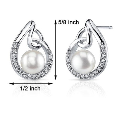 Freshwater Pearl Earrings Sterling Silver Round Button 6.5mm