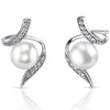 Freshwater Cultured 6.5mm White Pearl Floating Stud Earrings Sterling Silver