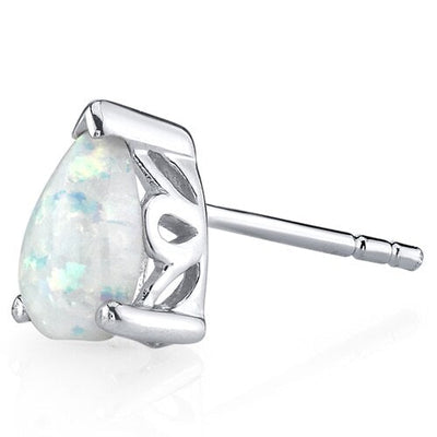 Opal Stud Earrings Sterling Silver Pear Shape 1.5 Carats